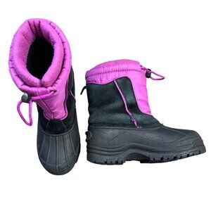 Totes Jean Snow Boots Girls Size 3 Slip On Bungee Closure Suede Leather FAIR‎